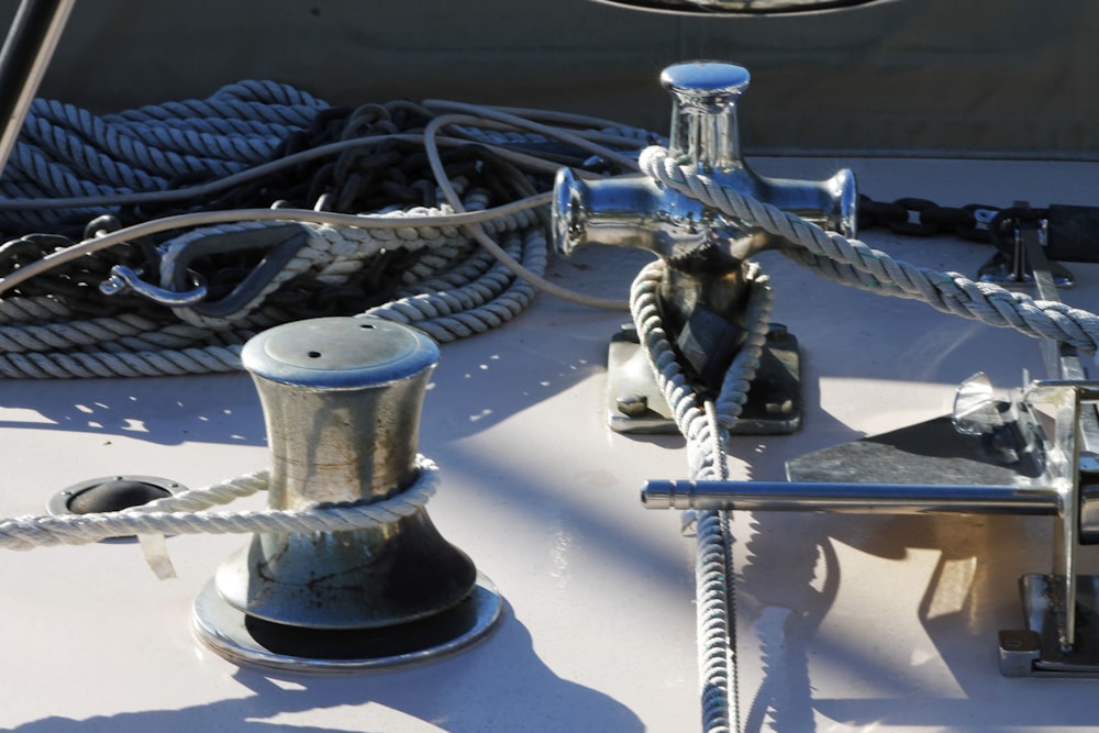 a close up of a rope on a boat