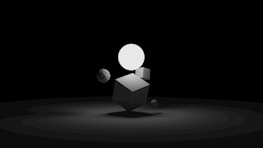 Various handmade space figures arranged artistically against a dark background.