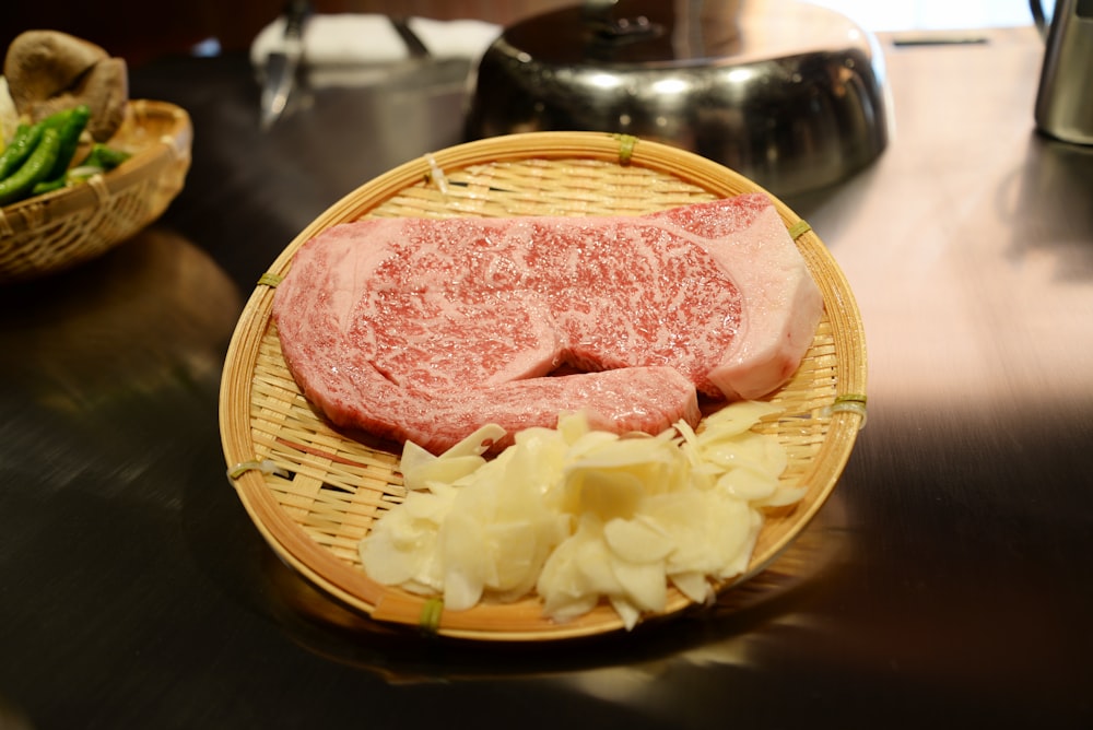 a close up of a plate of food on a table