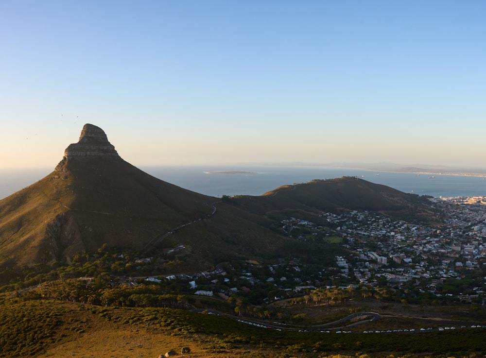 a view of the city of cape town from the top of a mountain