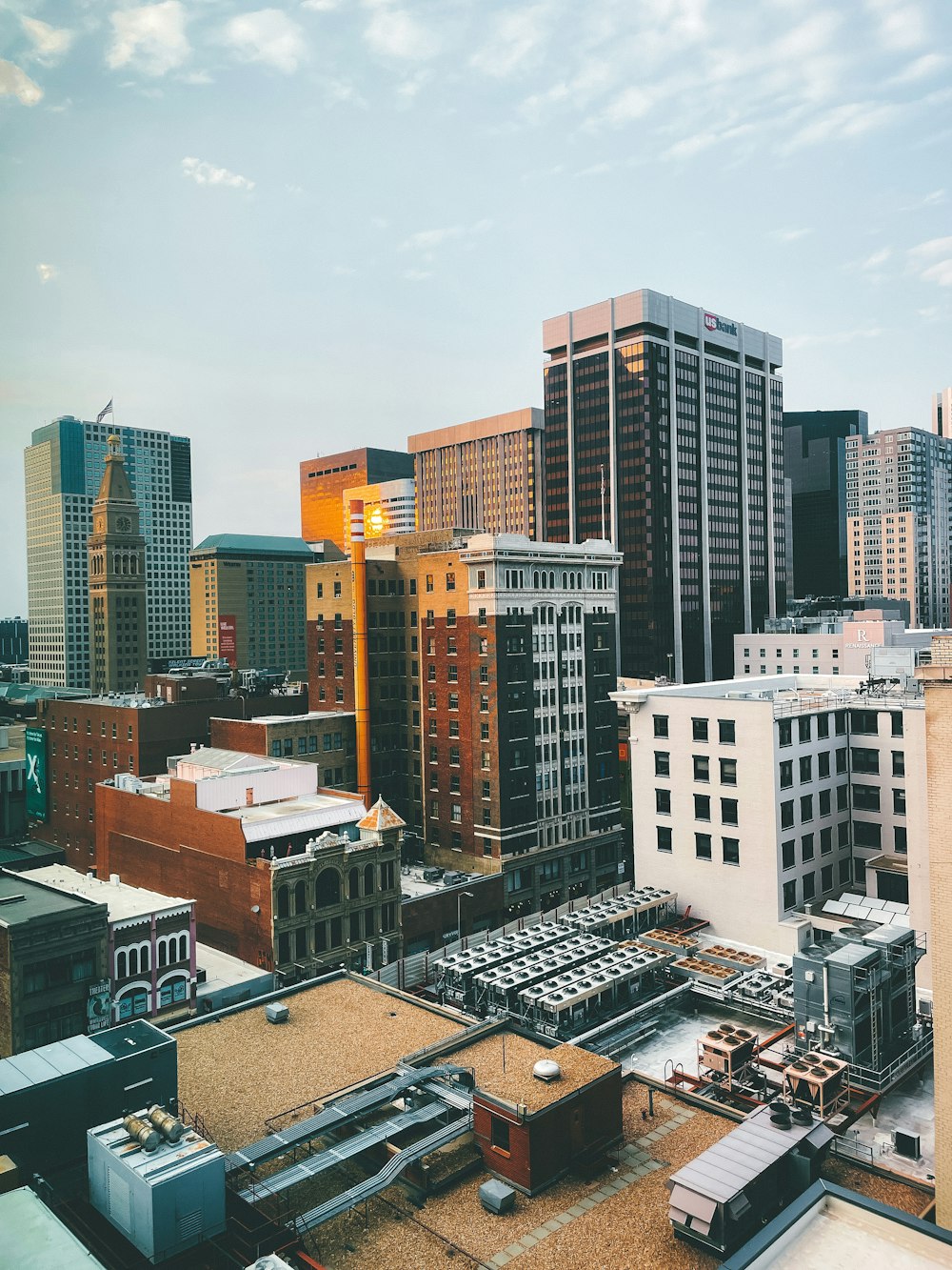 a view of a city with tall buildings