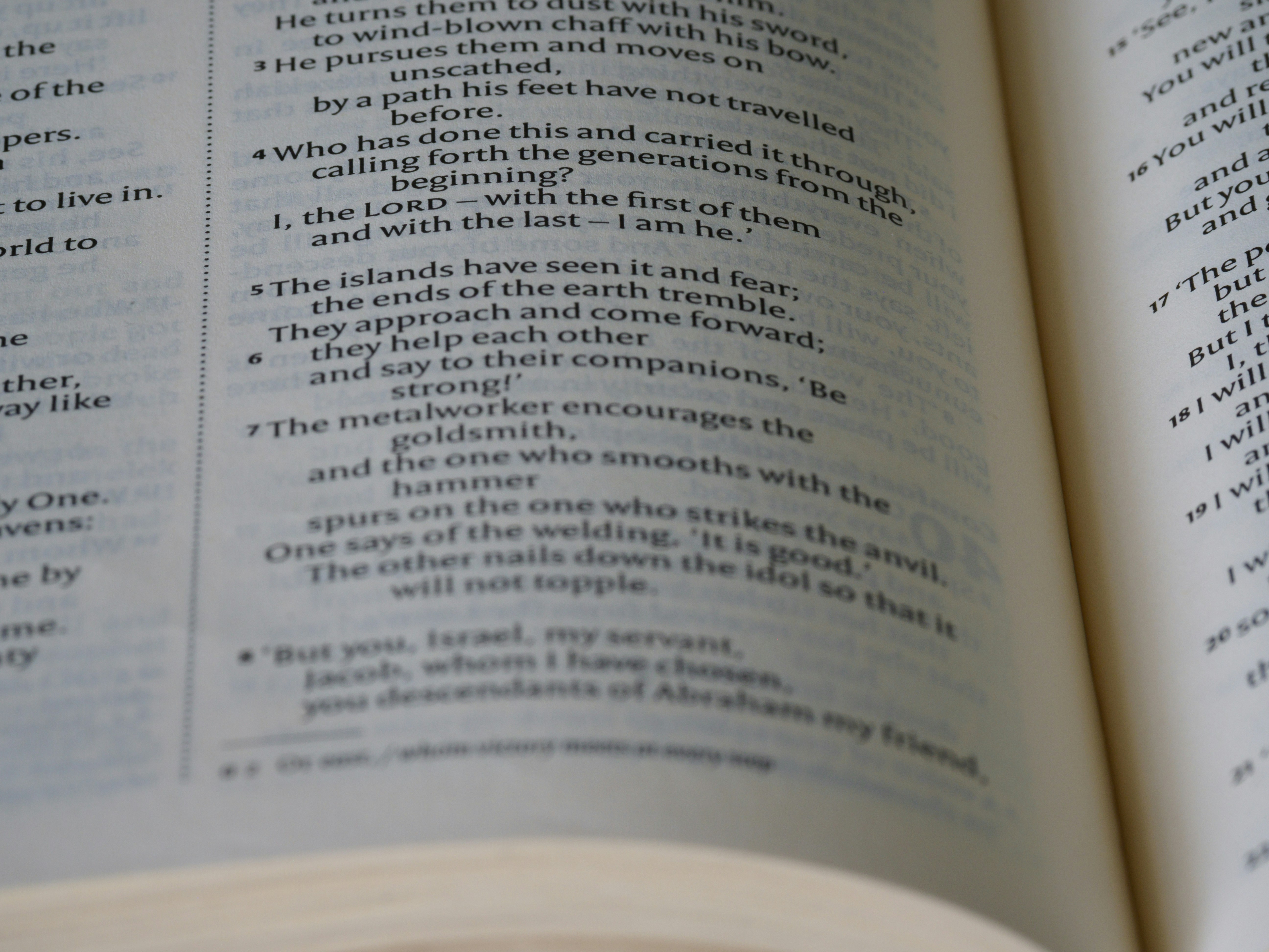 close up, bokeh, macro, blur, blurred background, close focus, bible, old testament, hebrew bible, christian, judaism, history, text, reading, bible study, devotions, text, NIV, New International Version, type, typography, canon, christianity, holy scripture, holy bible, scripture, old testament, hebrew bible, isaiah, ספר ישעיהו, latter prophets, major prophets, isaiah ben amoz, proto-isaiah, deutero-isaiah, trito-isaiah, prophecy, exile, judgement, redemption, cyrus, yahweh, second temple period, fifth gospel, messiah, dead sea scrolls, day of yahweh, judah, zion, monotheism, new exodus,