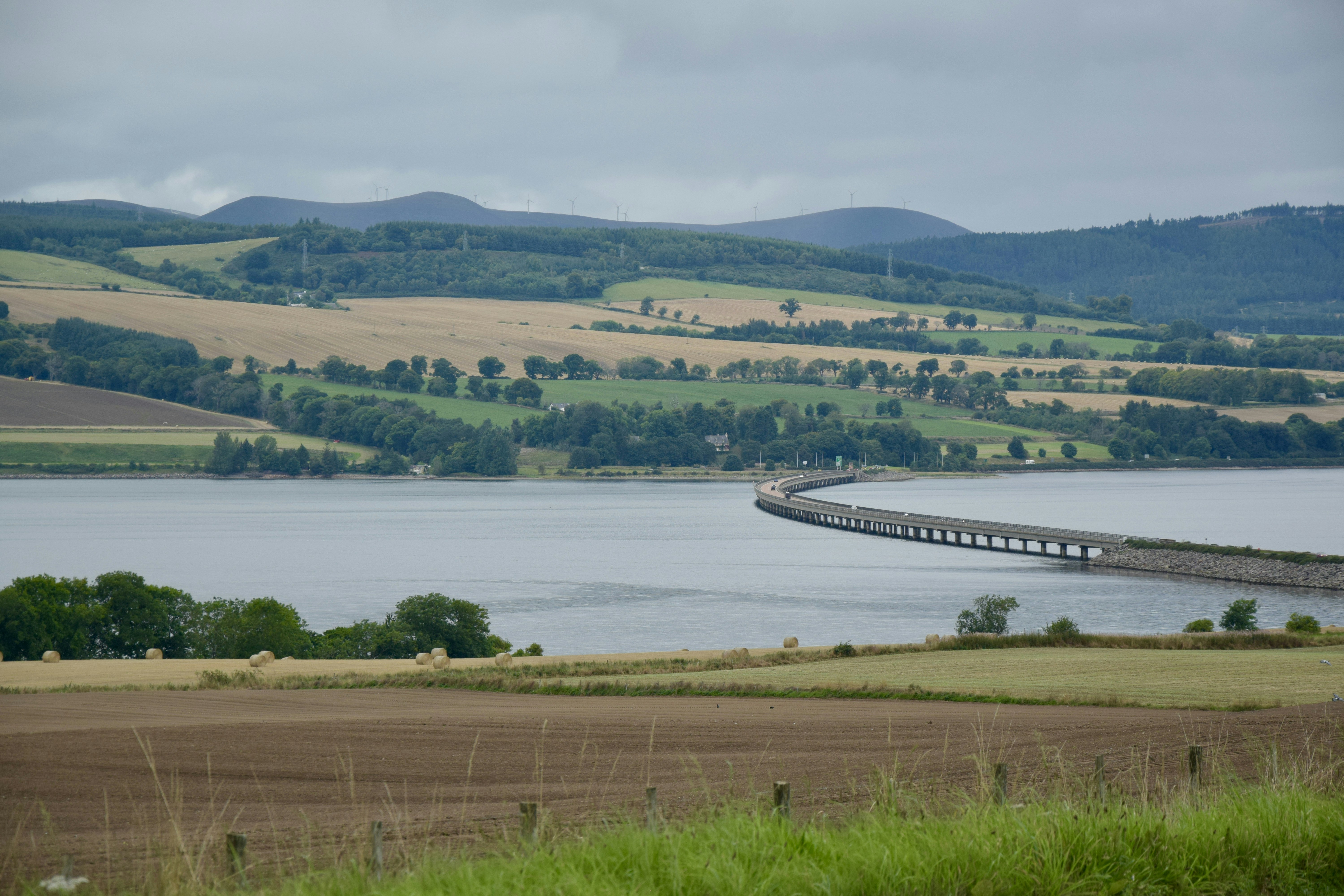 a bridge over a large body of water
