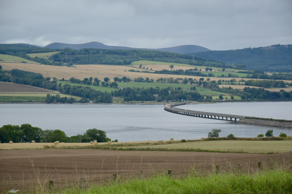 a bridge over a large body of water