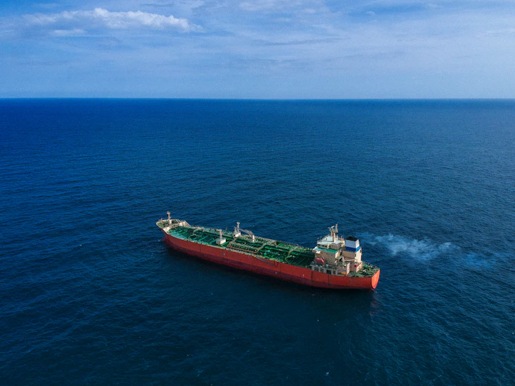 a large boat in the middle of the ocean
