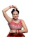 A poised dancer mid-kathak spin, dressed in traditional attire with elegant jewelry.