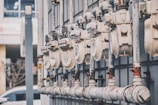 a bunch of pipes that are attached to a building