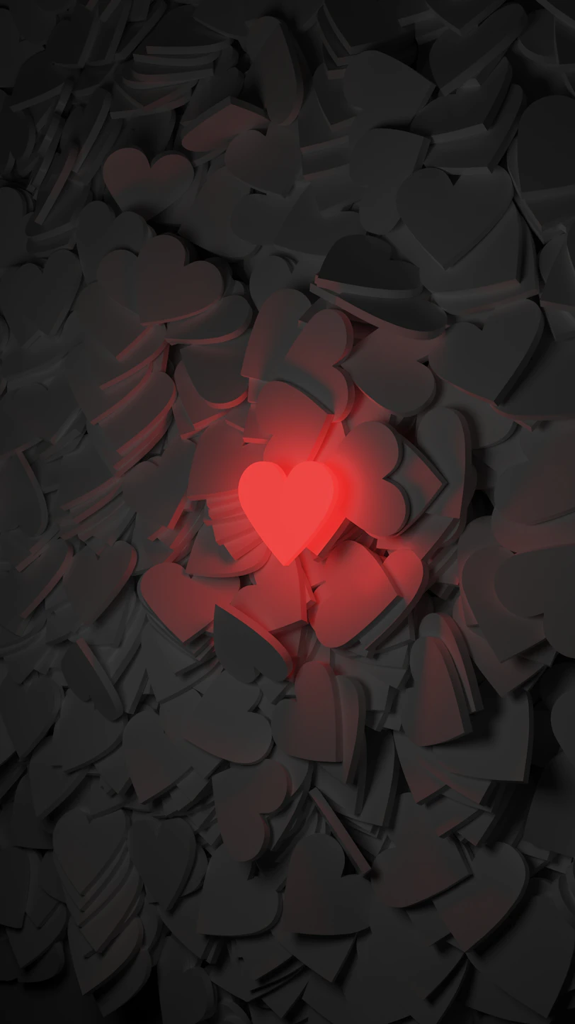 a red heart surrounded by black hearts