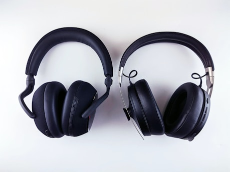 a pair of headphones sitting on top of each other
