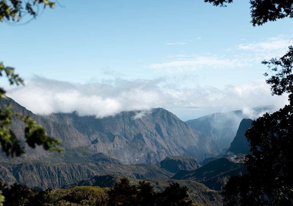 a view of a mountain range from a distance