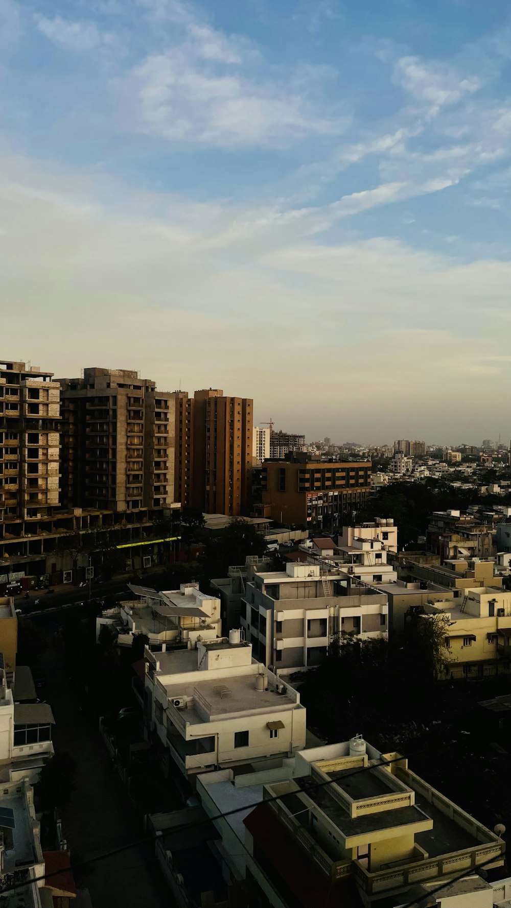 a view of a city from a high rise building