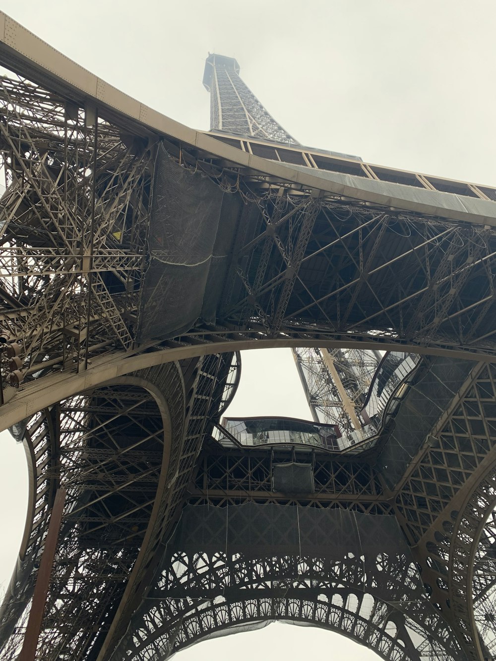 a view of the top of the eiffel tower