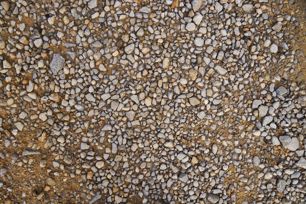 Pit run unscreened aggregate close-up for ranch road base