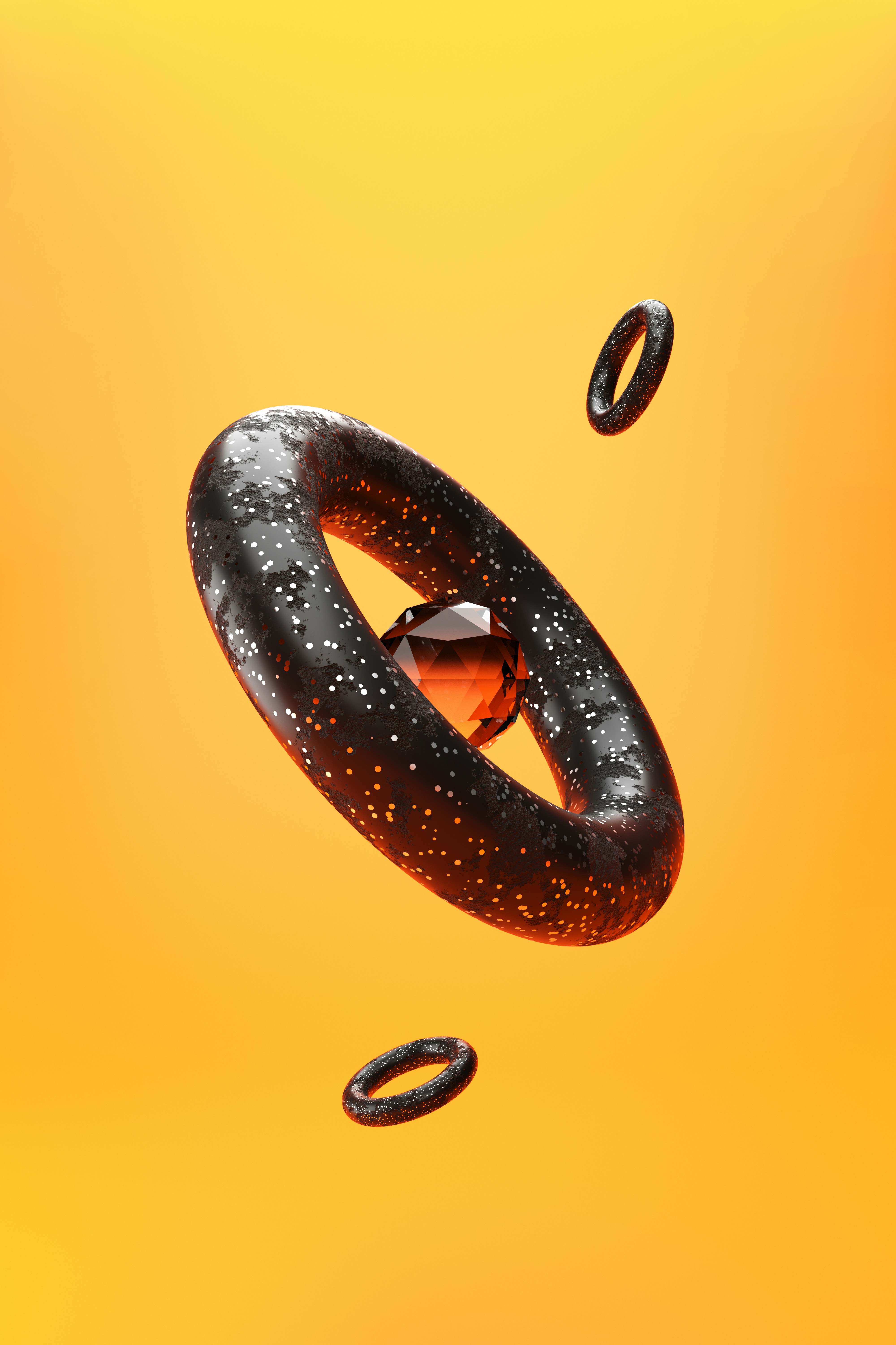 a bagel flying through the air with a pair of sunglasses on it