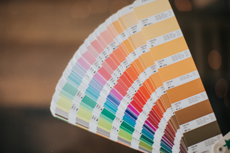 Close-up of paint colour samples