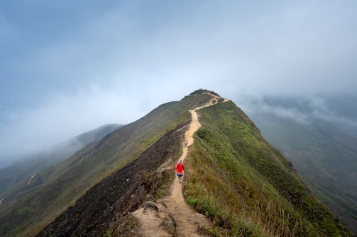 Adventurers trekking on the scenic Rinjani mountain trail.
