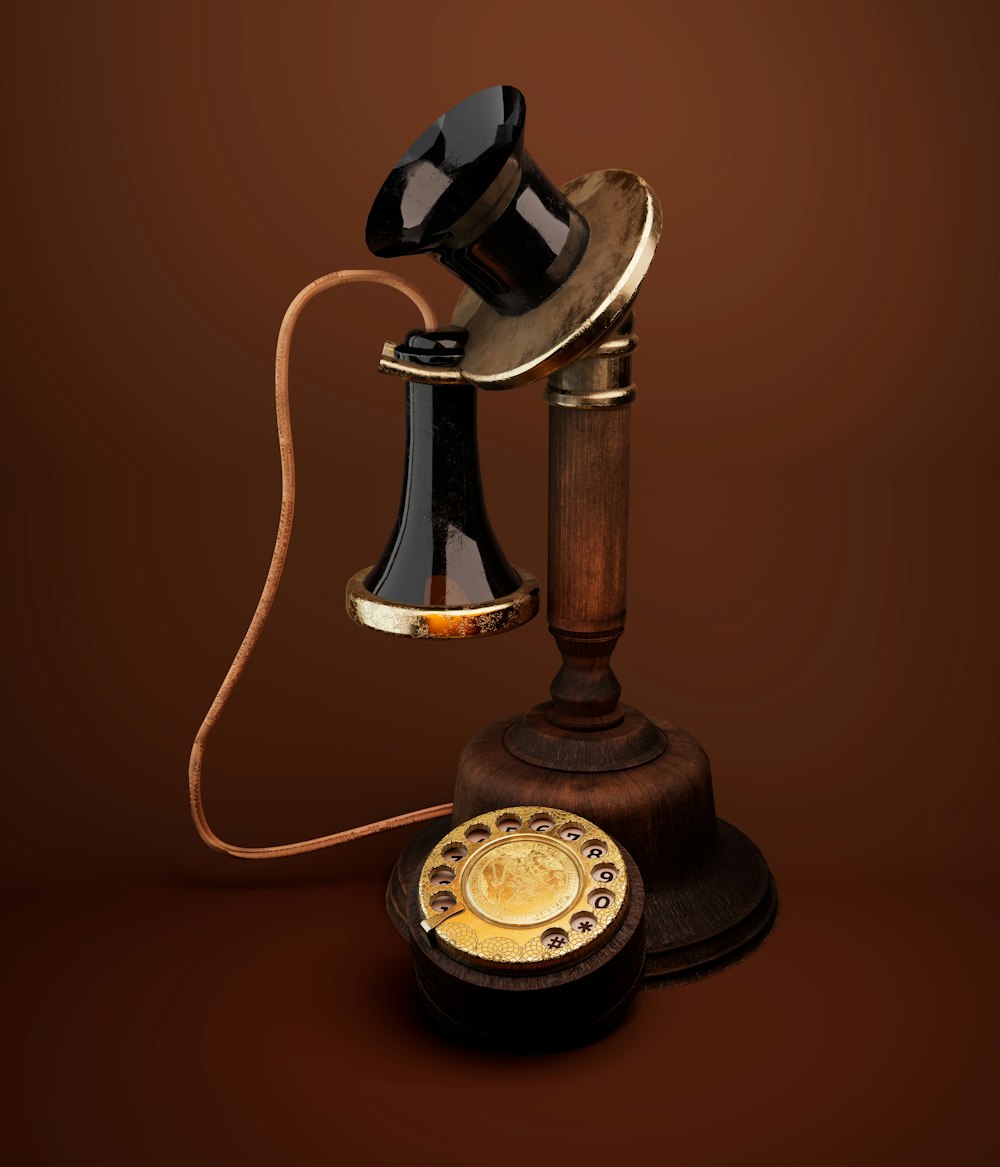 an old fashioned telephone with a cord attached to it
