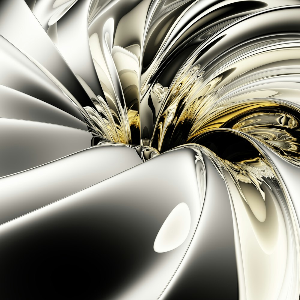 a computer generated image of a silver and gold flower