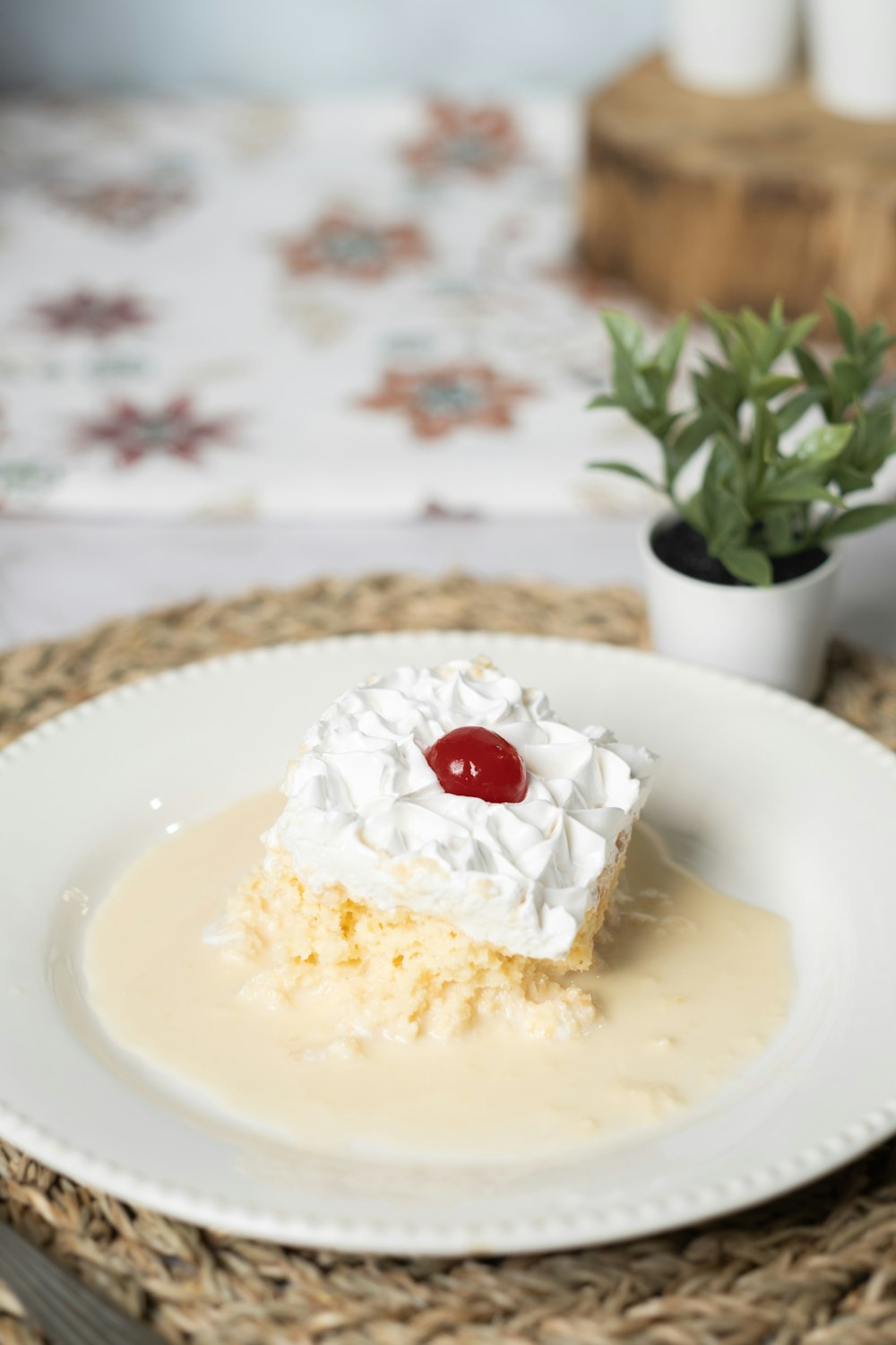 a piece of cake sitting on top of a white plate