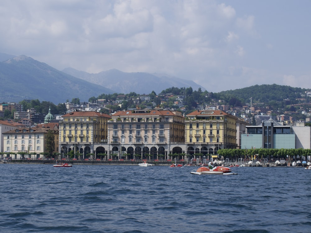 a large body of water with boats floating on top of it