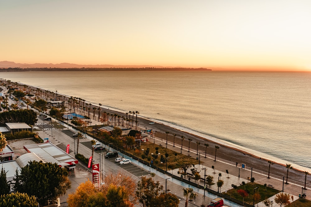 a view of a beach from a high point of view