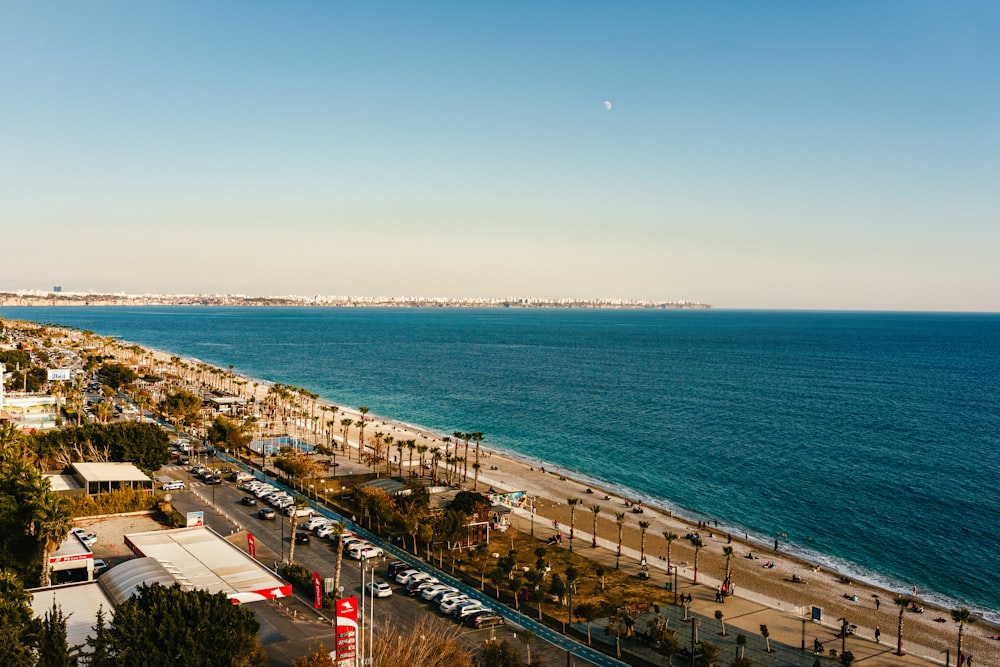 a view of a beach from a high point of view