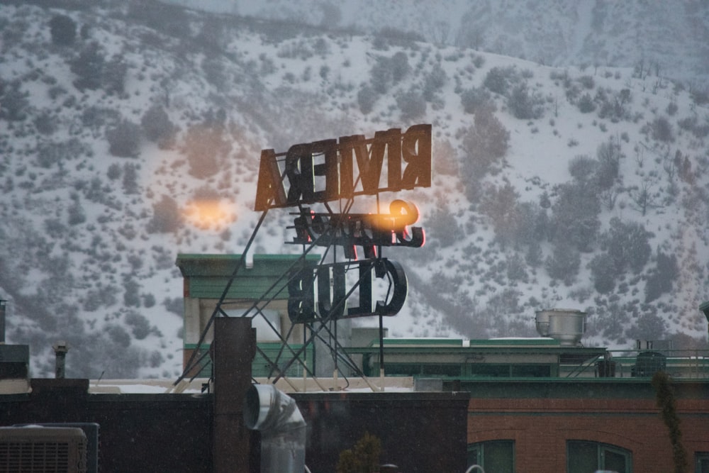 a sign that is on top of a building