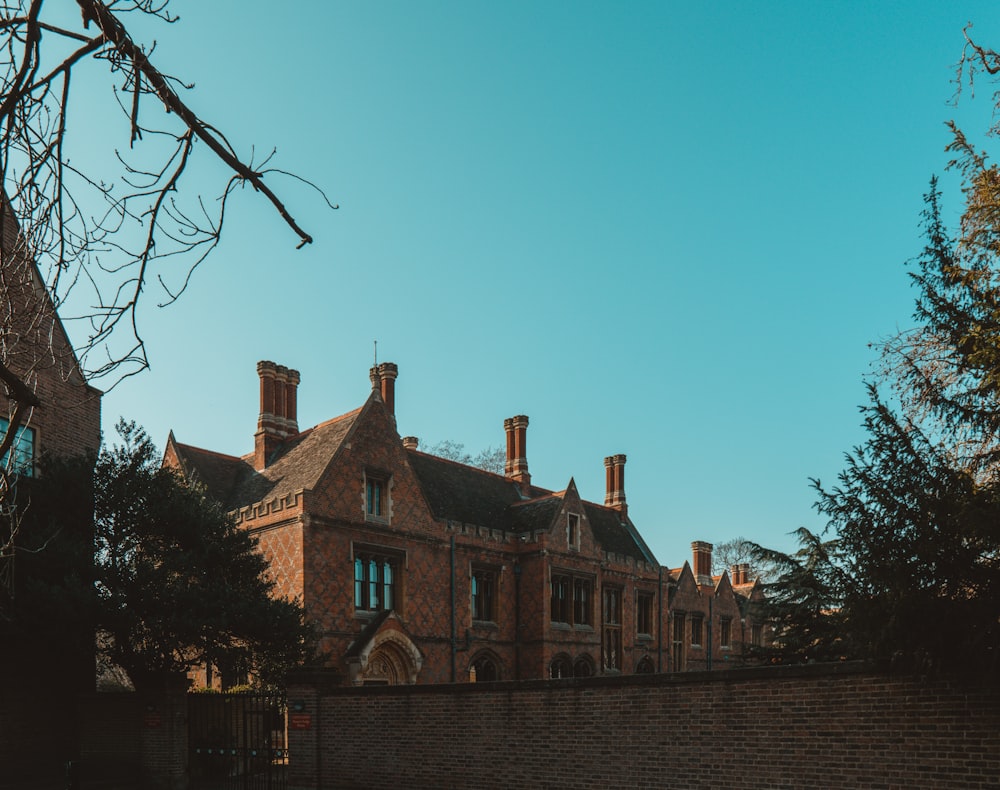 a large brick building with a clock tower