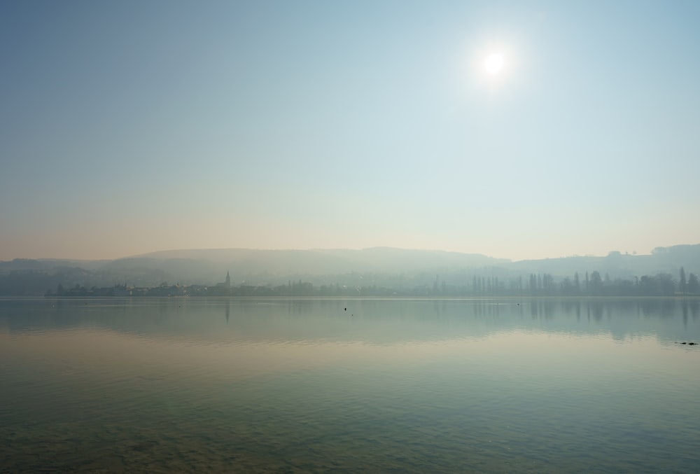 a large body of water surrounded by mountains