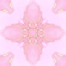 An elegant image showing intertwined Slavic and Middle Eastern cultural symbols in soft pink and gold.