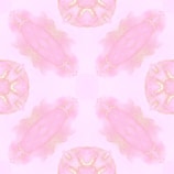 A symmetrical pattern featuring pastel pink and gold elements, resembling abstract shapes and floral motifs. The design is soft and delicate, evoking a sense of elegance and harmony.