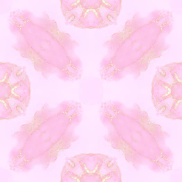 Elegant display of pastel pink clothing with subtle floral patterns and gold details.