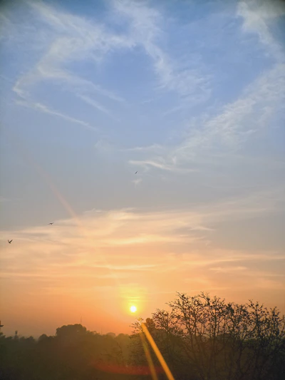 A peaceful horizon at dawn with warm, bright tones illuminating the sky, evoking a fresh start.