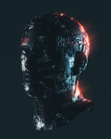 a man's head with a glowing light coming out of it
