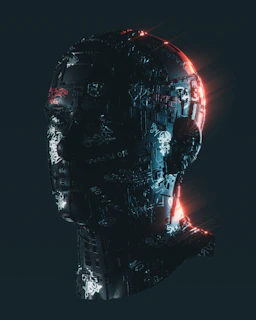 a man's head with a glowing light coming out of it