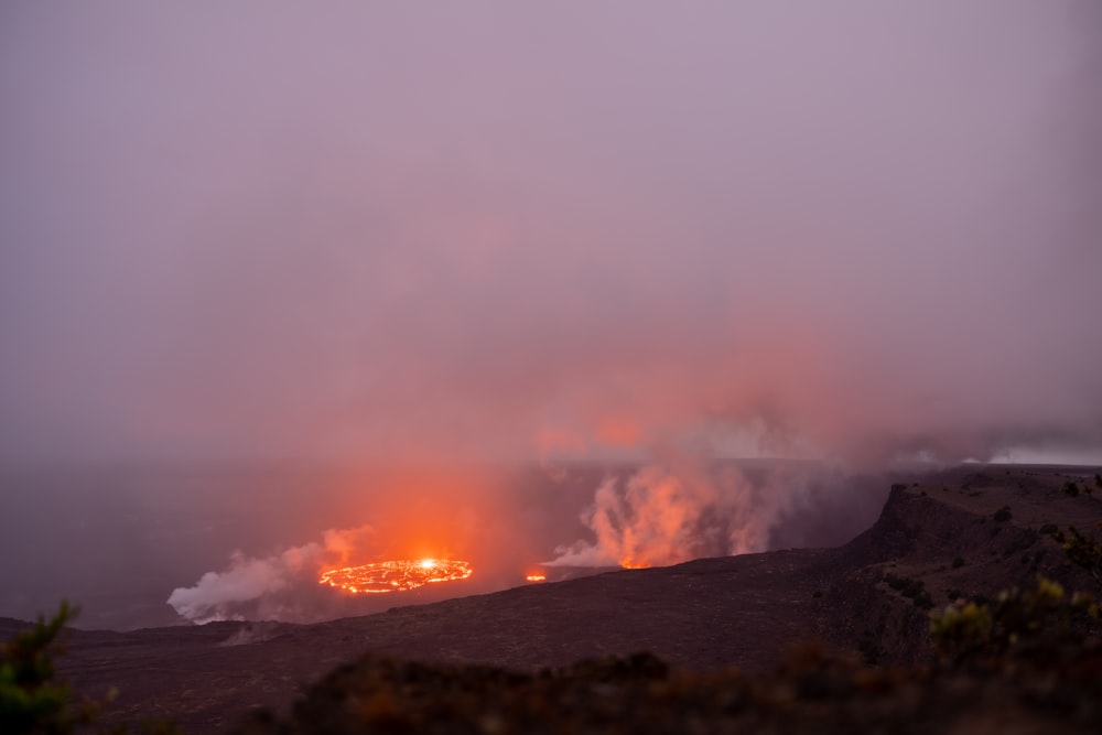 a volcano with a lot of lava coming out of it