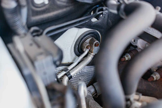 a close up view of the engine of a car