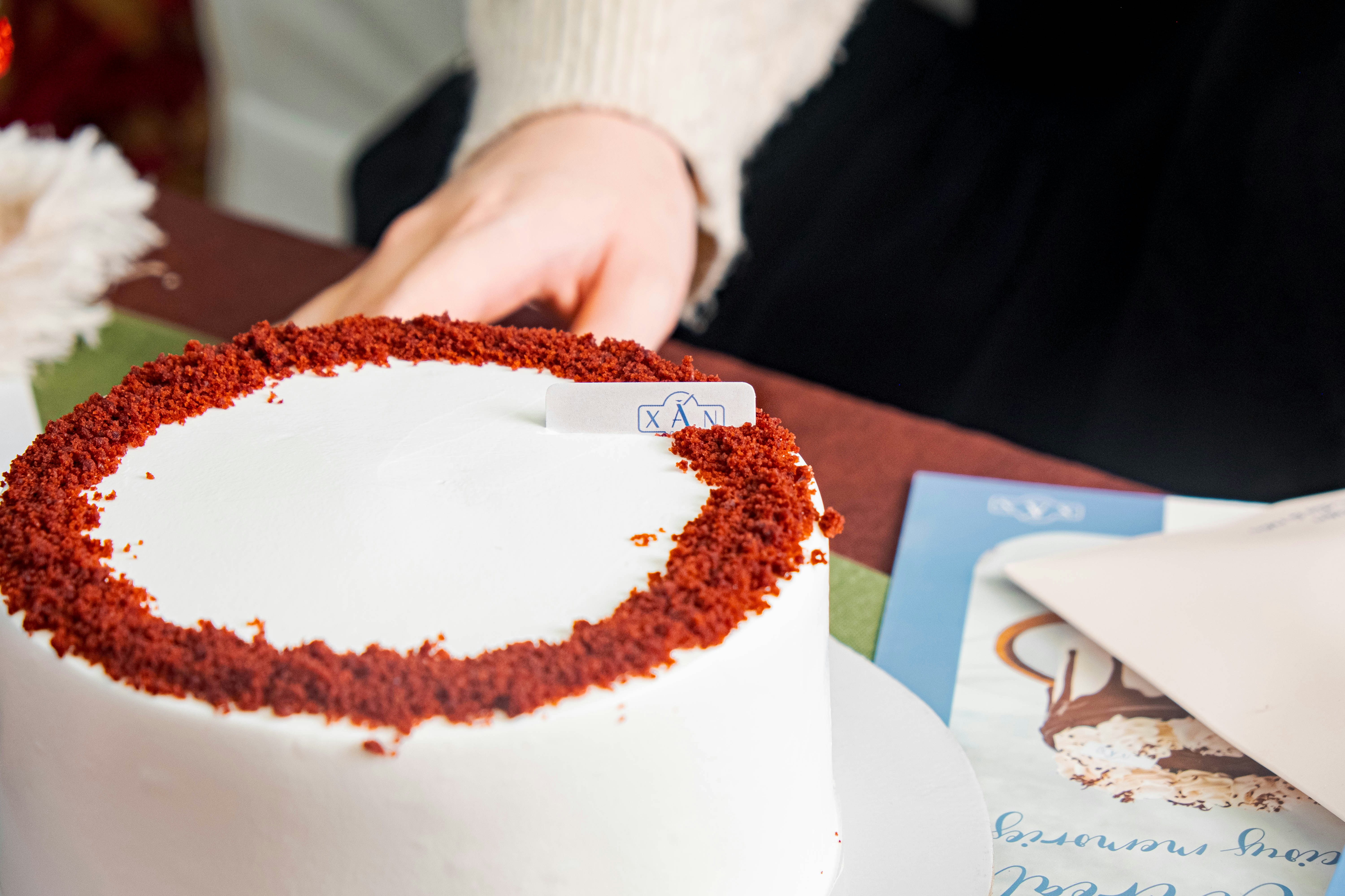 a close up of a cake on a table