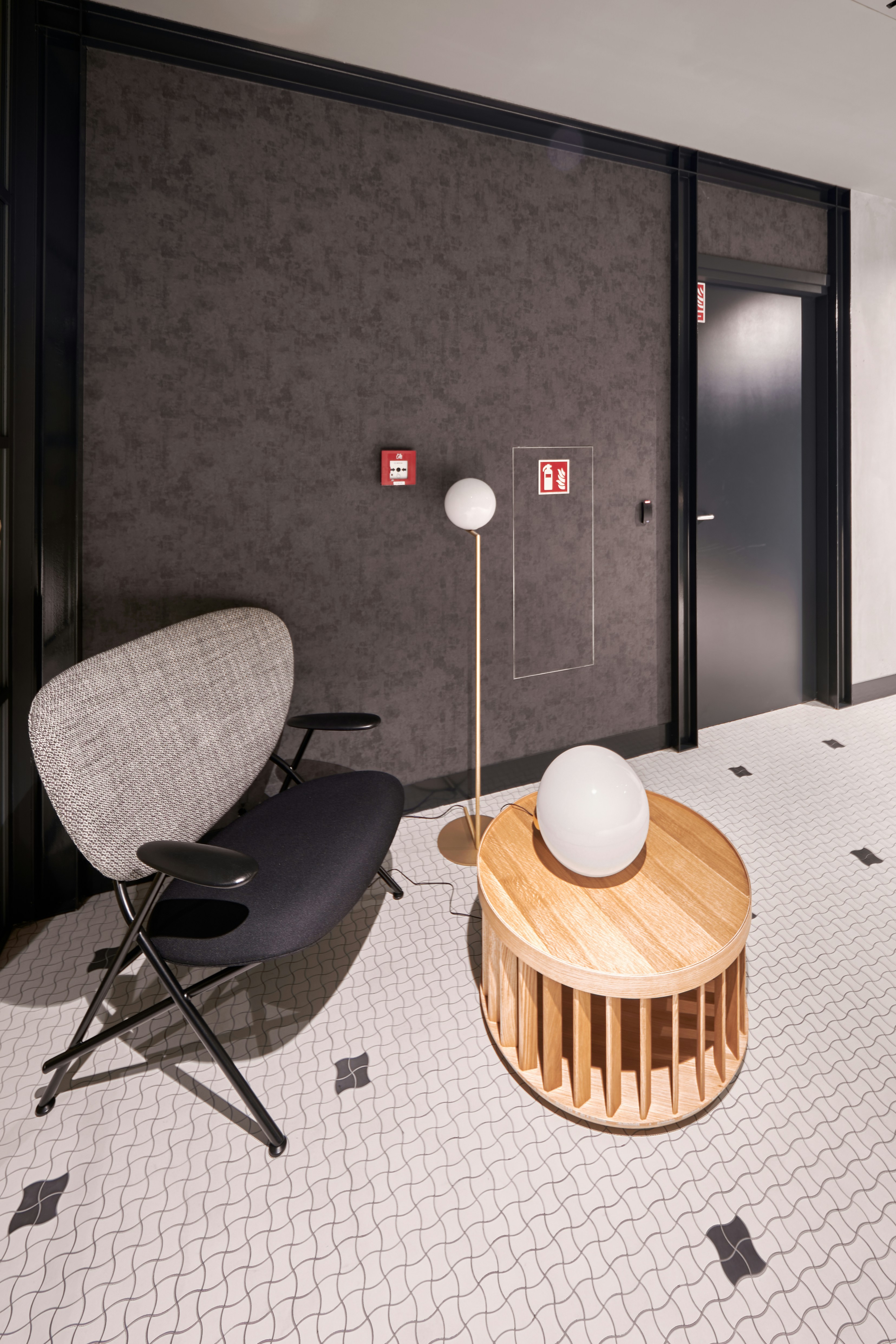 a chair and a table in a room