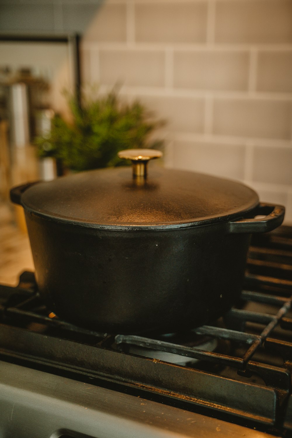 a pot is sitting on top of a stove