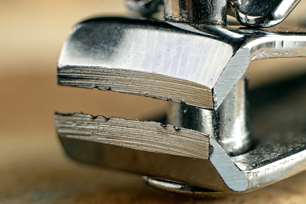 a close up of a metal object on a table