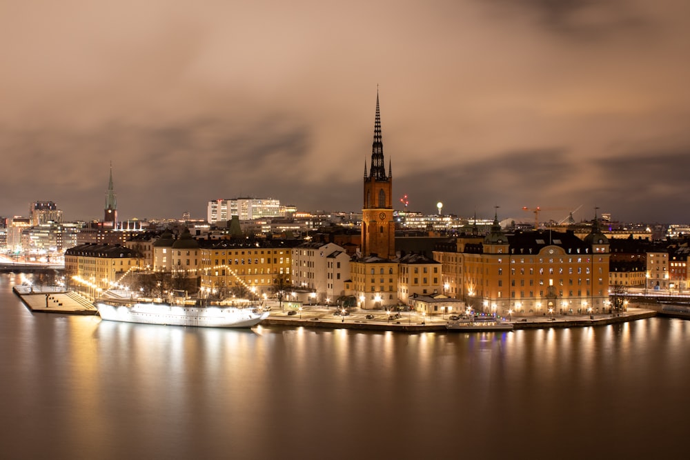 a view of a city at night from across the water