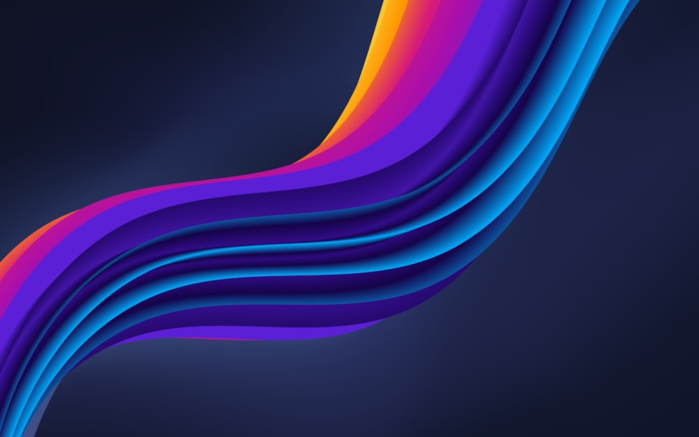 a blue, purple, and orange background with wavy lines