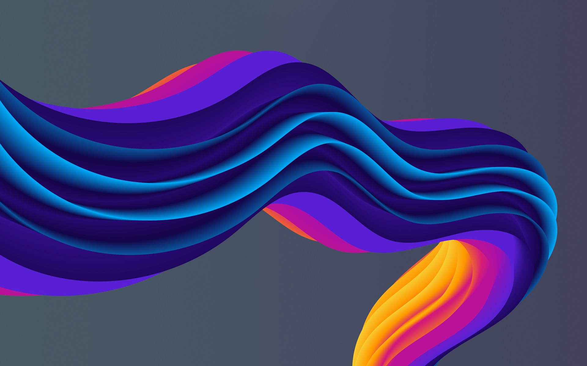 an abstract image of a wave of blue, orange, and pink