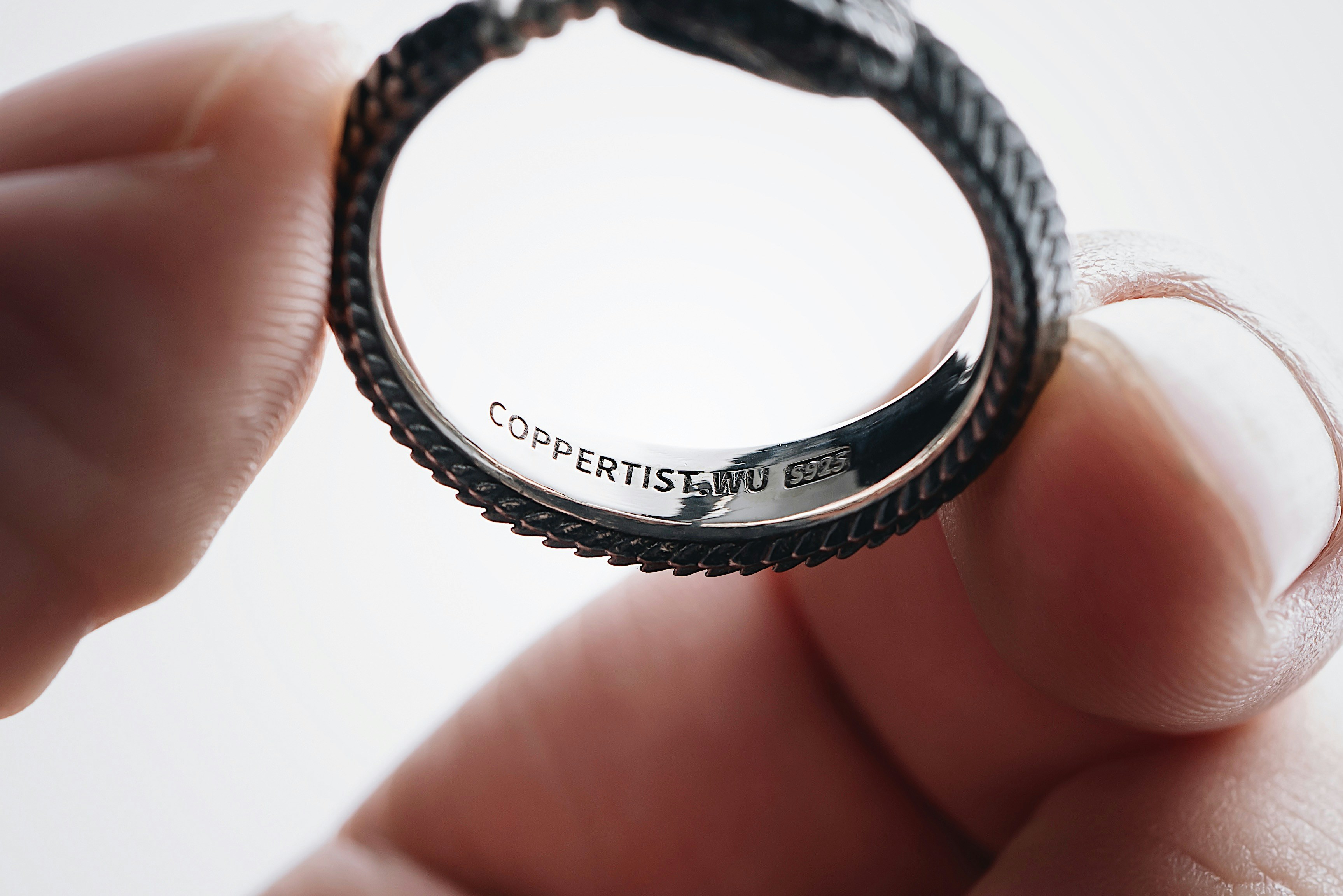 detailed engraving inside a ring band - design your own ring setting