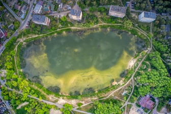 Before and after of a restored detention pond.