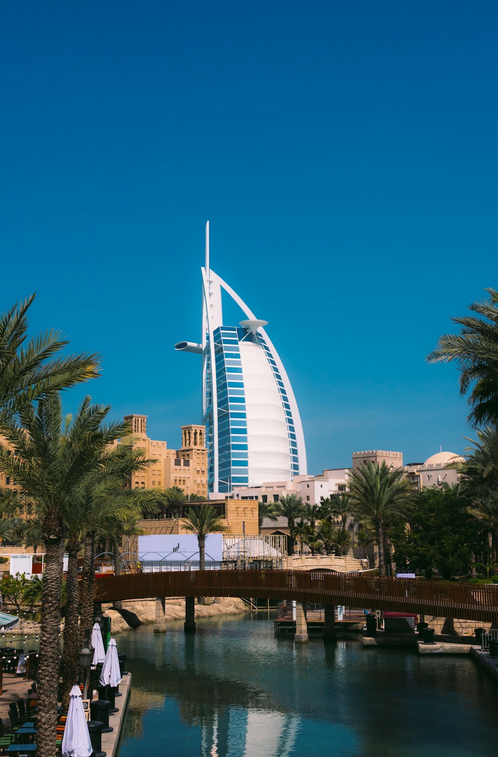 a view of the burj al arab in the middle of the city