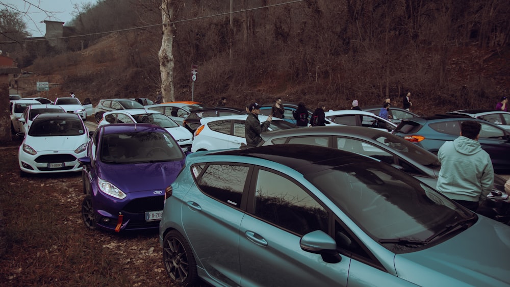 a group of cars parked next to each other