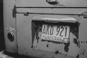 a close up of a license plate on a vehicle