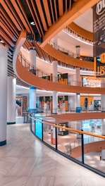 a large building with a pool inside of it